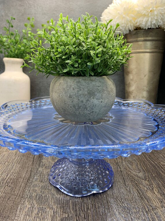 Vintage Gorham Emilys Attic Blue Hobnail Cake Stand 11 Inch Blue Crystal Hobnail Cake Pedestal Wedding Baby Shower Birthday Cake Plate Etsy Canada