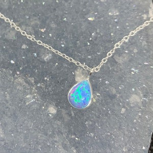 Sterling Silver Pear shape Opal Necklace