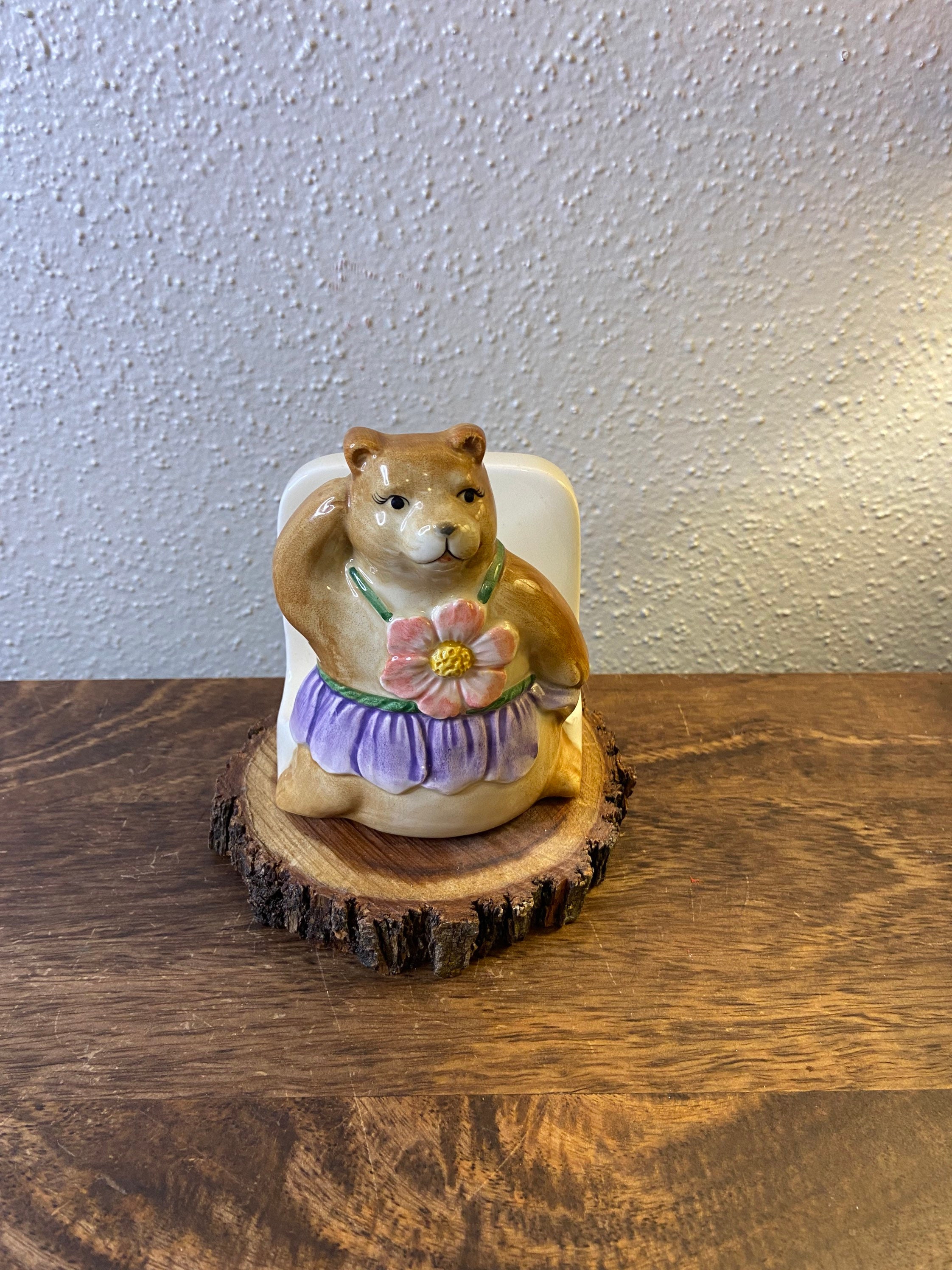 Vintage Otagiri Tiki Hula Bear Napkin Holder Etsy