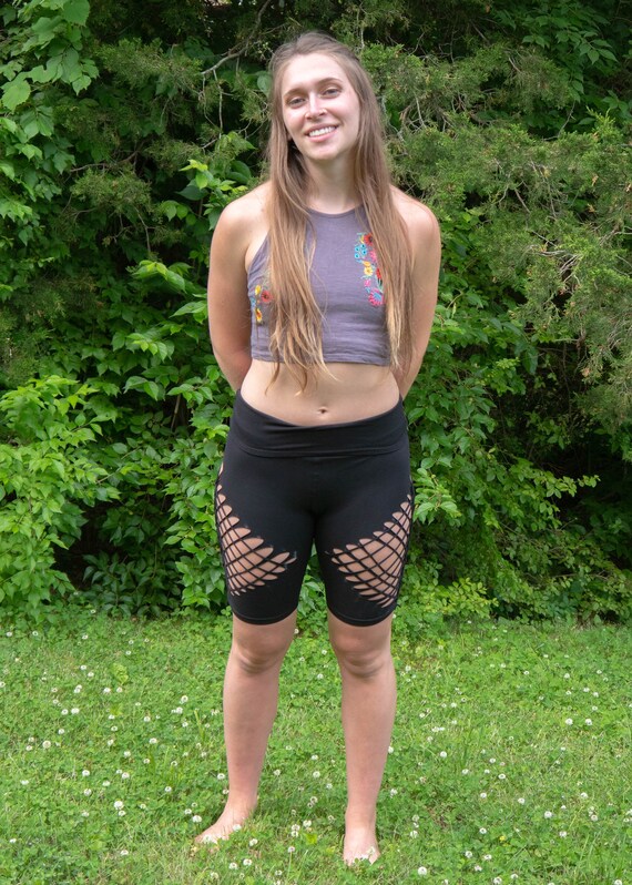 S/M Ultra High Waisted Braided Biker Shorts Slit Weave - Etsy