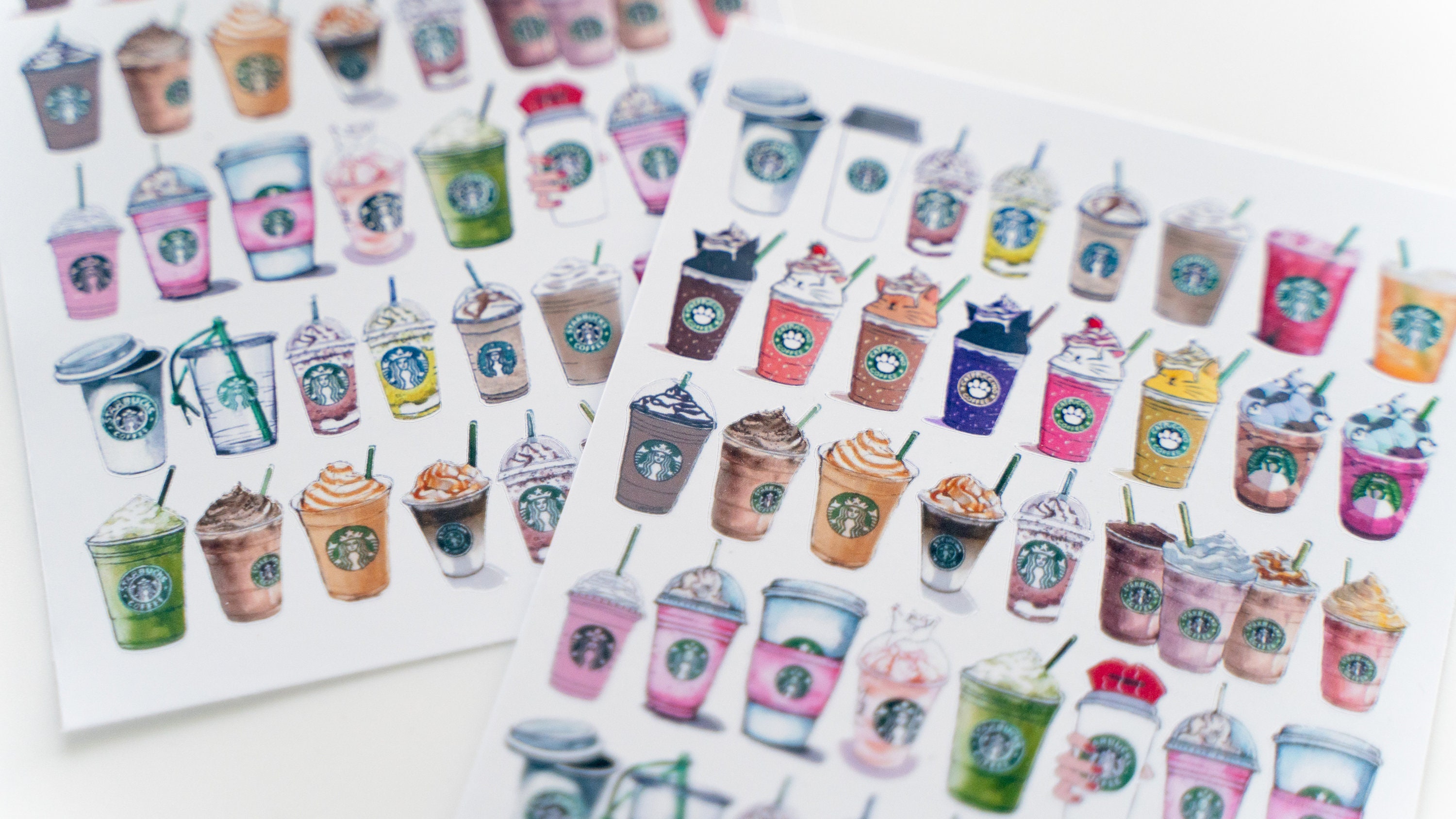 46 Pc Drink Sticker Sheet Starbucks Sticker Sticker Pack Etsy Canada