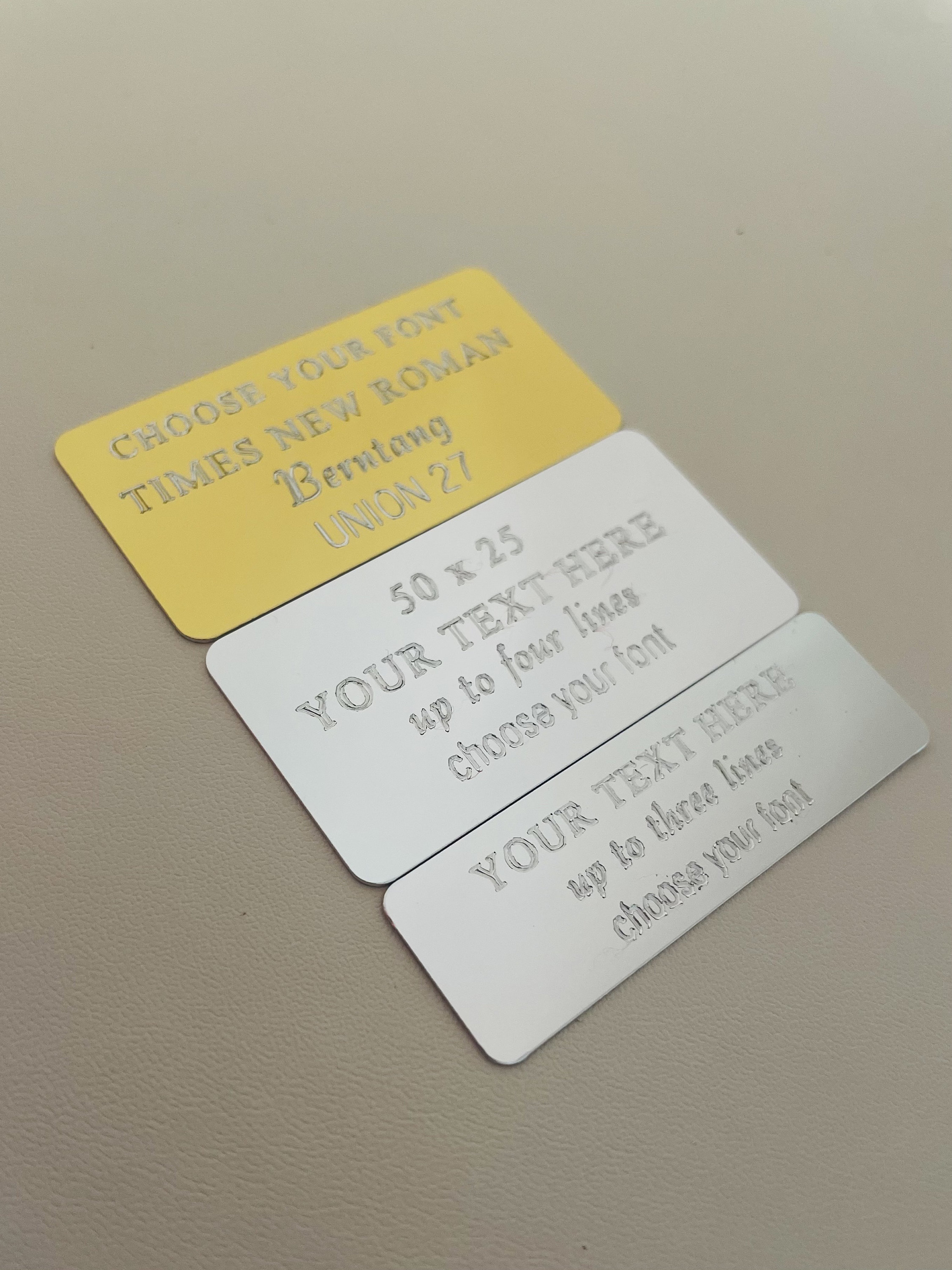 Personalised Trophy Engraved Plaque Plate Silver Gold Self Adhesive