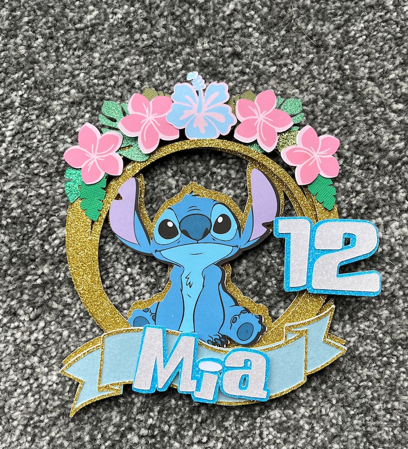 Stitch Cake Topper / Personalised Cake Topper / Any Name and - Etsy