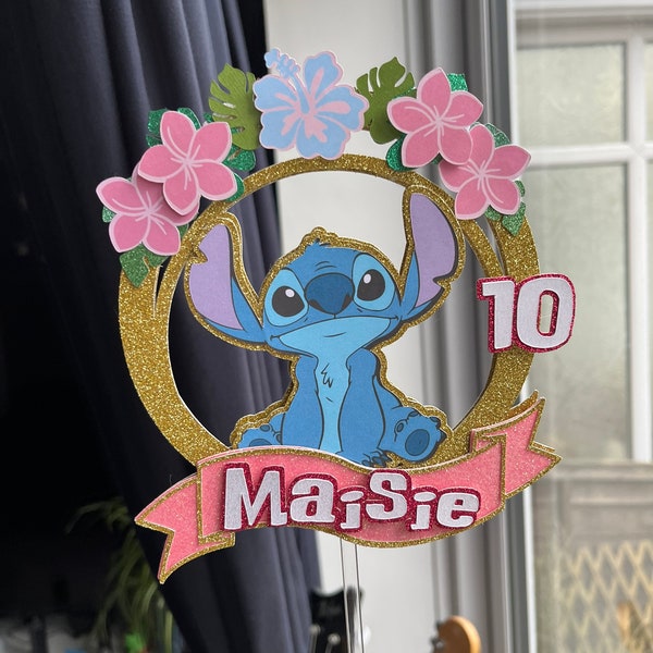 Stitch Cake Topper / Personalised Cake Topper / Any Name and Any Age