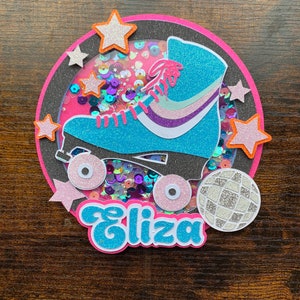 Rollerskate shaker topper, roller skate, 70s 80s disco, disco cake topper, personalised topper