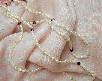 Fresh Water Rice Pearl /Amethyst Necklace