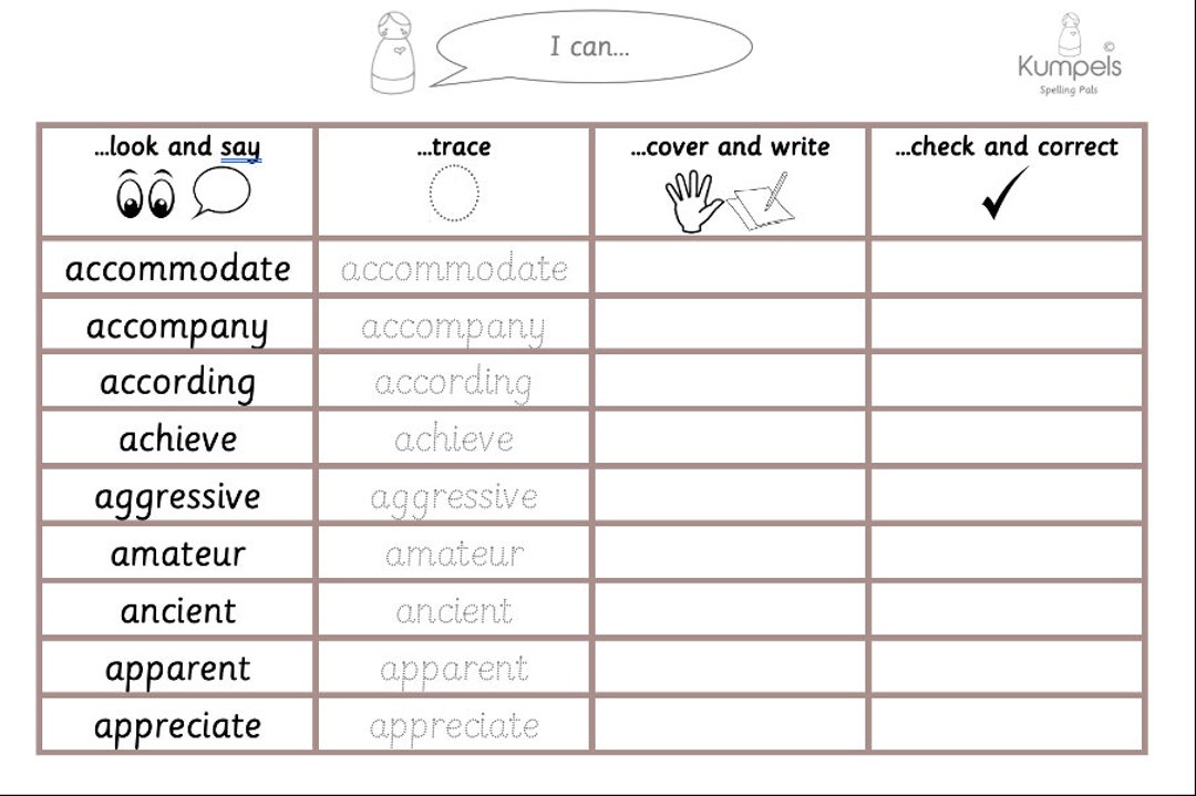 Year 5/6 Common Exception Words Spelling and Handwriting Practice (11 ...