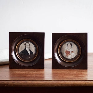 Original viktorianisches Portrait Gemälde einer Dame und Gentleman | zwei Miniatur-Portraits c. um 1830 | Porträt von Frau | Porträt eines Mannes