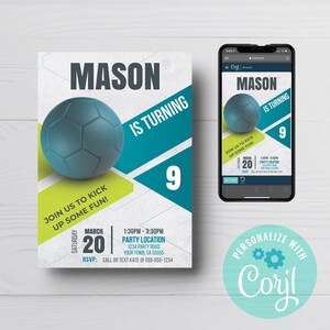 Editable Soccer Birthday Invitation