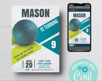 Invitation d'anniversaire de football modifiable