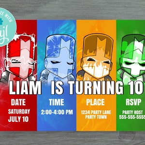 Castle Crashers digitale verjaardagsuitnodiging