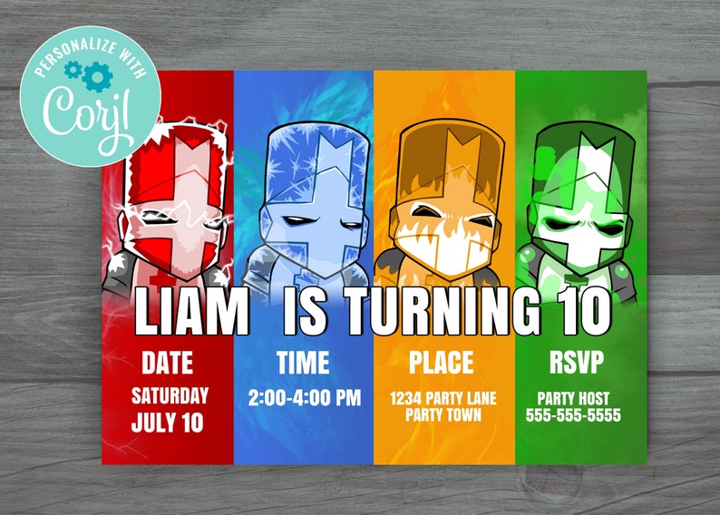 Castle Crashers Digital Birthday Invitation