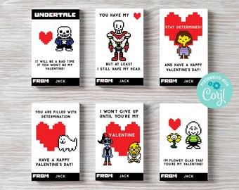 Printable Undertale Valentine's Day Cards - Customizable Digital File