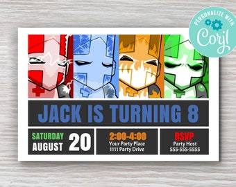 Castle Crashers Personalized Party Invitation