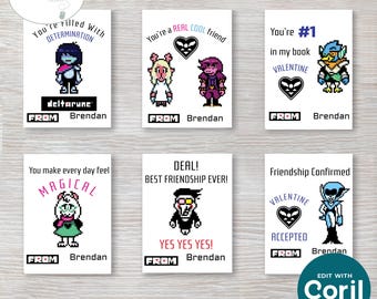 Deltarue Undertale Valentine Card Set - Customizable - Printable Digital File