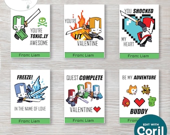 Castle Crashers Valentine Card Set - Customizable Digital File