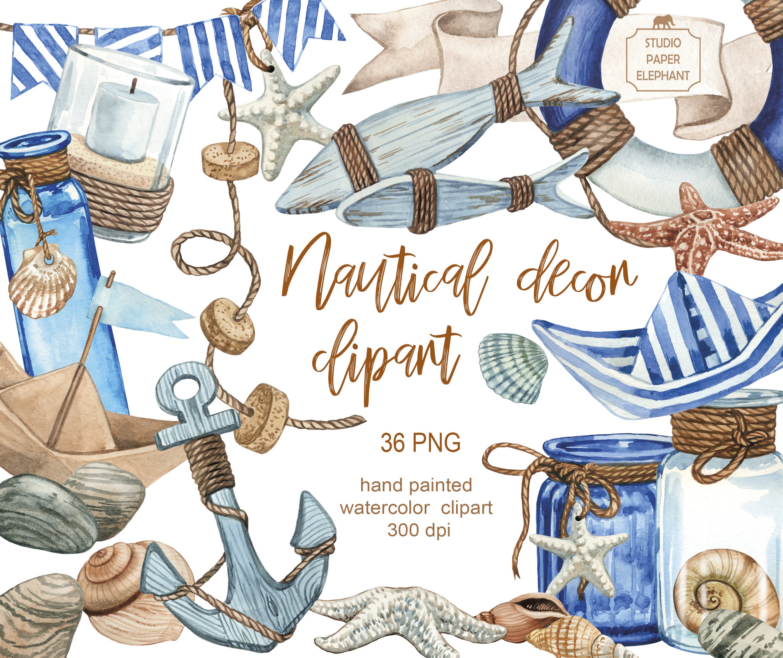 Nautical Party Kit Digital Printables. Complete Set Party