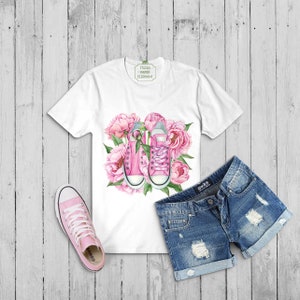 Watercolor Pink Peonies Clipart Sneakers Print Mother's - Etsy