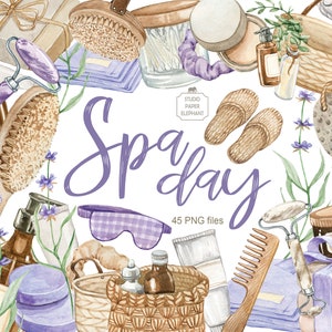 Clipart Spa ad acquerello, clipart Spa, cosmetici naturali, bagno, cura di sé, logo del salone di bellezza, download digitale istantaneo PNG.