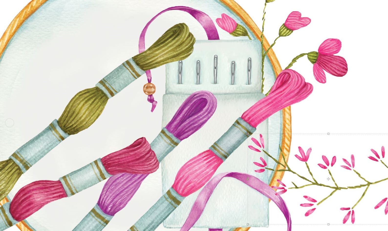 Watercolor Embroidery clipart. Round embroidery hoop Etsy