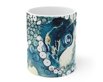 Island Octopus by Bianchi Arts. Ceramic Mug 11oz