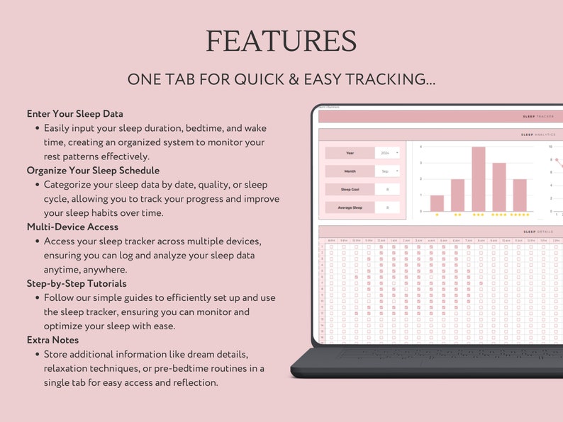 Sleep Tracker Google Sheets Spreadsheet, Sleep Mood Journal Template ...