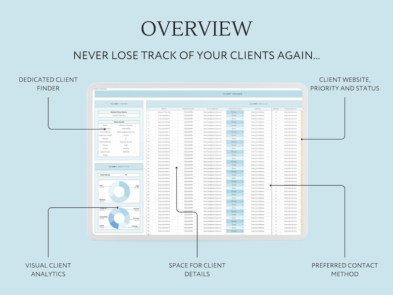 Client Tracker Spreadsheet, Small Business Template, Client Planner ...