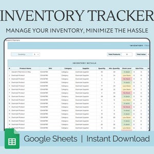 Inventory Tracker Spreadsheet Small Business, Inventory Template Google Sheets, Inventory Management, Inventory Log List Order Tracker