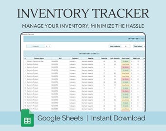 Inventory Tracker Spreadsheet Small Business, Inventory Template Google Sheets, Inventory Management, Inventory Log List Order Tracker