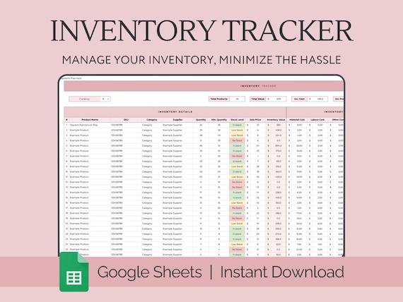 Inventory Tracker Spreadsheet Small Business, Inventory Template Google Sheets, Inventory Management, Inventory Log List Order Tracker