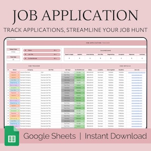 Sollicitatietracker Google Spreadsheets, vacatureplanner, sollicitatiegesprek en zoeken naar een baan, sollicitatiesjabloon, eenvoudige dashboardspreadsheet, carrière