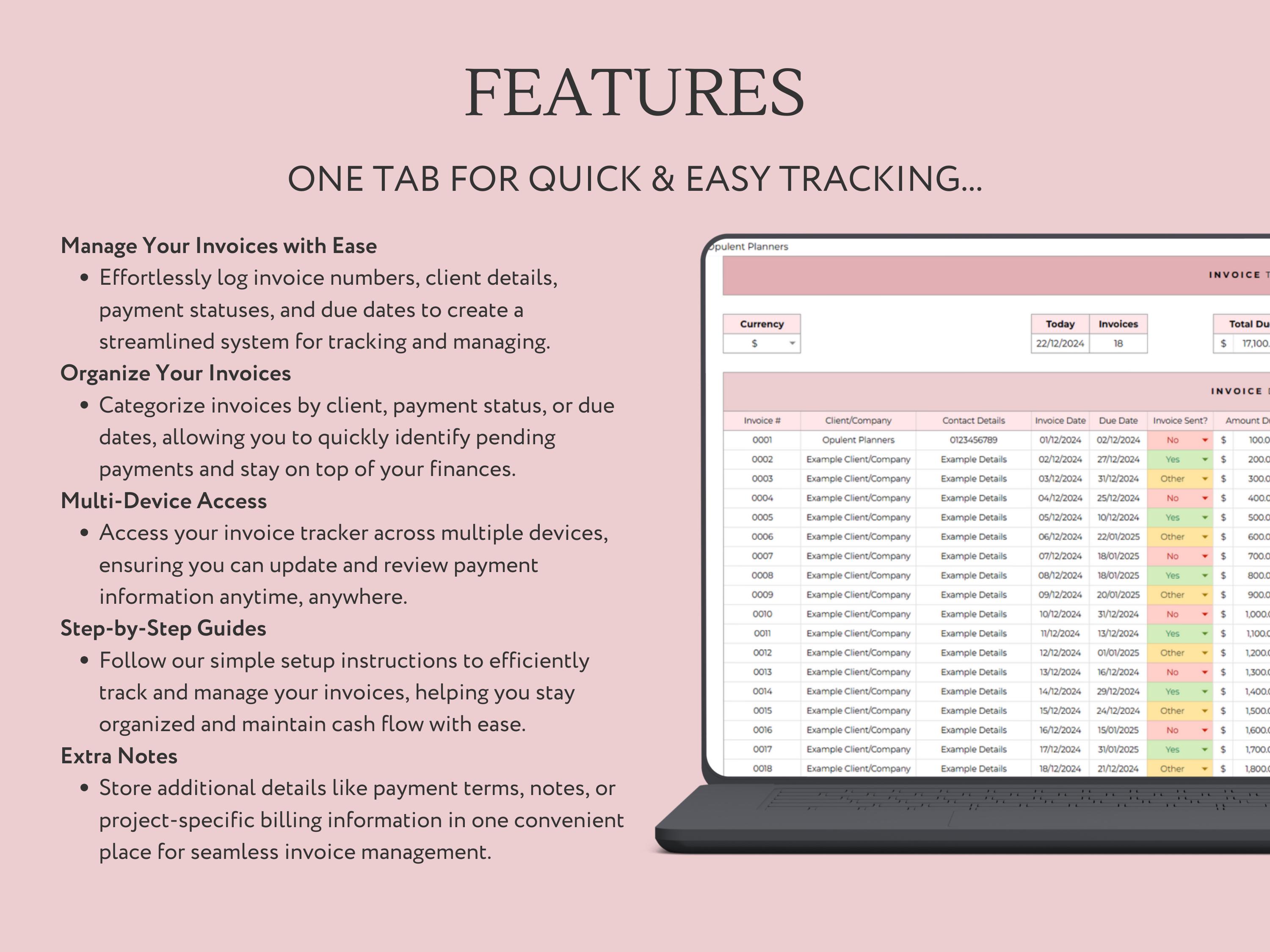 Invoice Tracker for Google Sheets, Invoice Tracker Template Spreadsheet ...