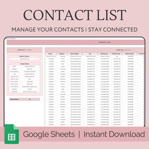 Lijst met contactpersonen, Google Spreadsheets, adresboek, adresblad, contactorganizer, noodlijst, klantentracker, digitaal logboek contactgegevens