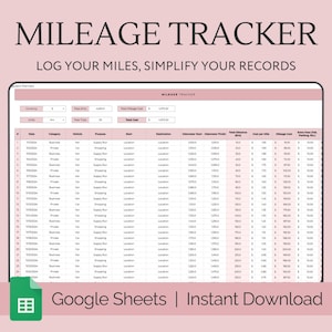 Mileage Expense Tracker, Mileage Log, Mileage Calculator, Mileage Tracker Spreadsheet, Mileage Tracking, Car Mileage Tracker Google Sheet