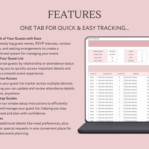 Wedding Guest Tracker & Seating Chart for Google Sheets, Wedding Planer, Guest List Template, RSVP Tracker, Invitation Tracker, Wedding Seat image 3
