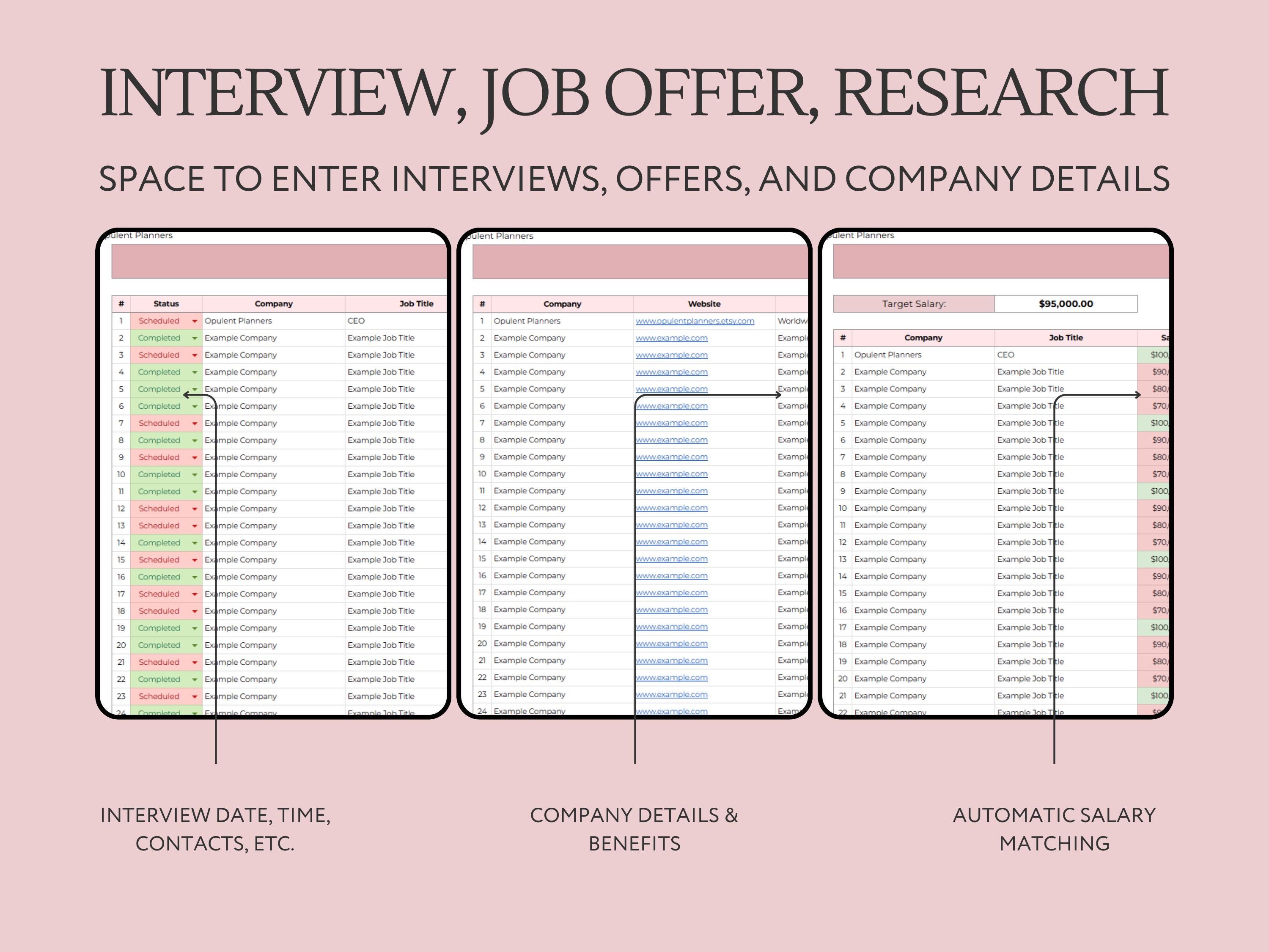 Job Application Tracker Example Job Application Tracker Google Sheets, Job Planner, Interview and Job ...