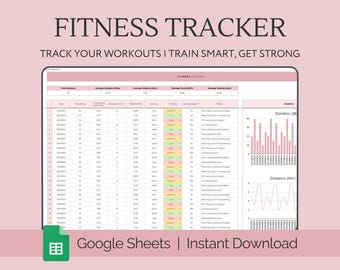 Digital Running Workout Planner Tracker for Google Sheets, Fitness Schedule, Log & Progress Tracker, Cycling, Rowing, Swimming, Marathon