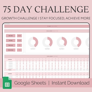 75 Soft Challenge, Google Sheets Spreadsheet Template, Personal Growth, Daily Habit Tracker, 75 Day Challenge, Fitness Health Wellness Track