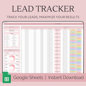 Google Spreadsheets-sjabloon voor leadtracking, spreadsheet voor klant- en leadbeheer, spreadsheet voor leadorganisatie, verkooptracker voor kleine bedrijven