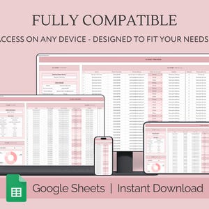 May include: A screenshot of a Google Sheet template for a client tracker. The template is designed to be used on any device and includes sections for client information, appointments, and notes. The template is available for instant download.