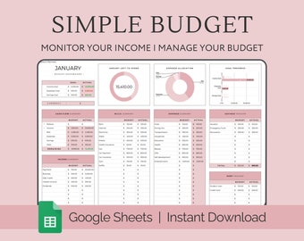 Ultimate Monthly Budget Planner Spreadsheet for Google Sheets, Paycheck Budget Tracker Template, Savings Debt Expense Goal Finances Tracker