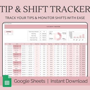 Trinkgeld Schicht, Schichtplaner, Schichtplan Tracker, Schichtplaner, Kellnerin Schichtplaner