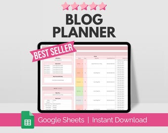 Blog Planner Template Google Sheets Spreadsheet, Digital Content Planner Calendar, Blog Script Content Checklist, Blog Idea Listener Metrics