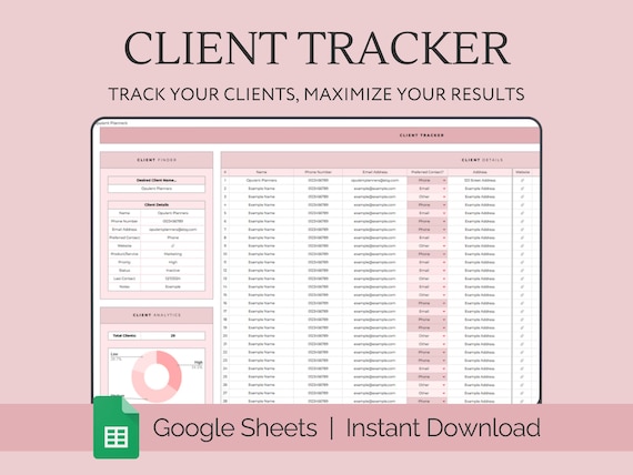 Client Tracker Spreadsheet, Small Business Template, Client Planner, Client List Google Sheets, Customer CRM, Client Management, Planner