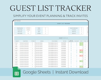 Wedding Guest Tracker & Seating Chart for Google Sheets, Wedding Planer, Guest List Template, RSVP Tracker, Invitation Tracker, Wedding Seat