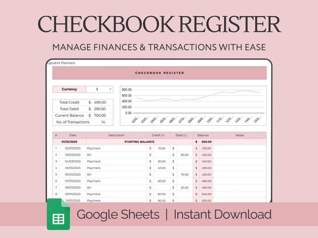 Digital Checkbook Bill Tracker Payment Checklist Spending Tracker ...