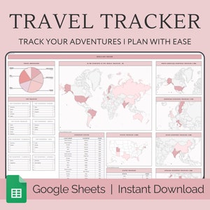 Travel Tracker Tabelle Google Sheets Digitaler Weltkartenplaner für Reiseplaner Digitaler Urlaubsplaner Reisebudget Packliste