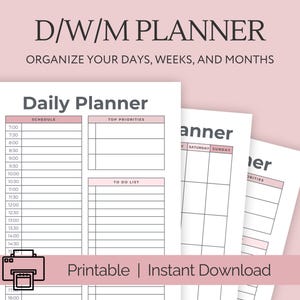 Planificador diario, Planificador semanal, Planificador mensual, Planificador imprimible, Juego de planificadores, Insertos de planificador, Descarga instantánea, Tamaño A4/A5/Carta/Medio