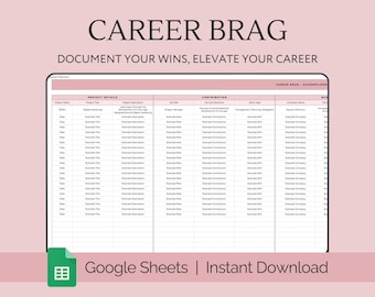 Career Tracker Tabelle, Google Sheets Vorlage, Career Brag Tabelle, Achievement Tracker, Karriereentwicklung und Anerkennung, Ziele