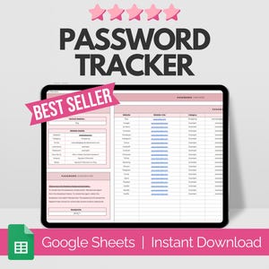 Password Tracker Spreadsheet Google Sheets, Password Keeper, Password Digital, Password Manager, Password Log Template, Accounts Tracker